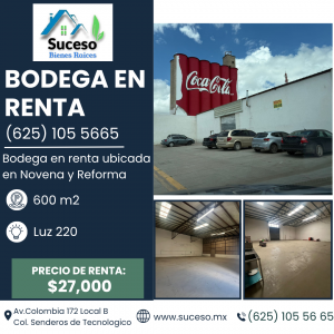 Bodega en Renta Reforma y Novena