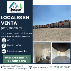 Locales En Renta KM 101 del Corredor Comercial