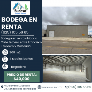 Bodega en Renta Calle tercera entre Francisco I. Madero y California