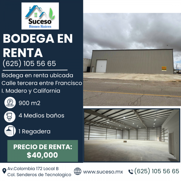 Bodega en Renta Calle tercera entre Francisco I. Madero y California