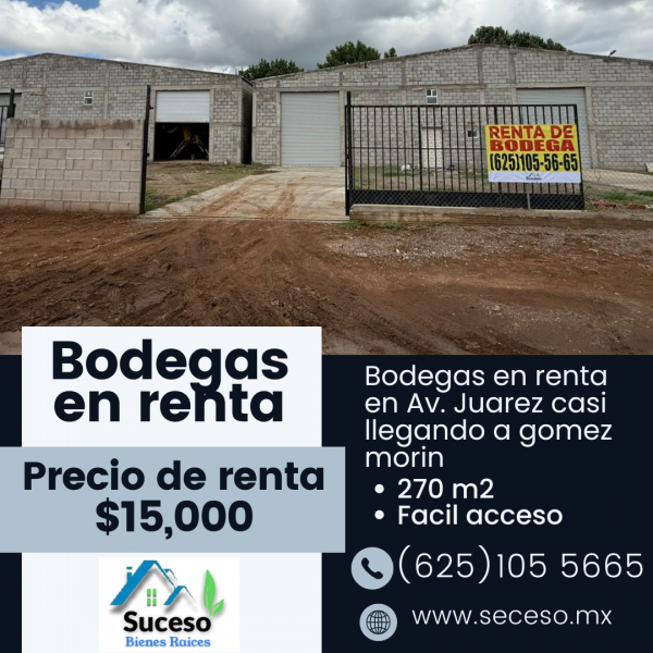Bodegas en Renta Av. Juarez