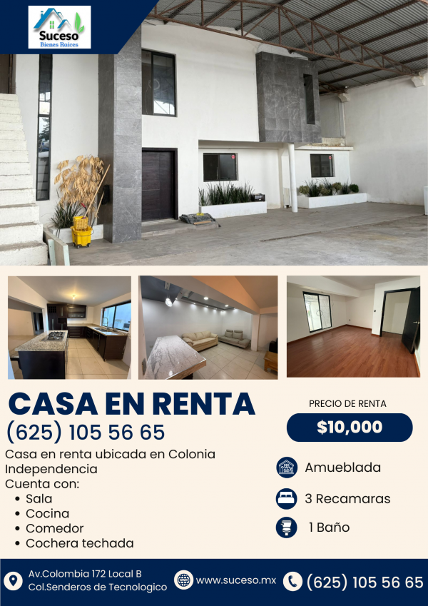 Casa en renta Colonia Independencia (RENTADA)