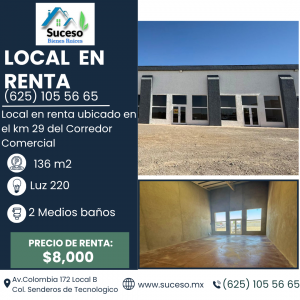 Local en Renta km 29 Corredor Comercial