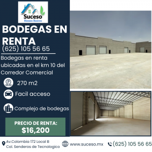 Bodegas en Renta Km 10 Corredor Comercial