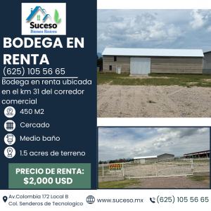 Bodega en renta km 31 de Corredor