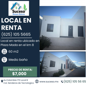 Local en Renta en Plaza Mada en el km 8