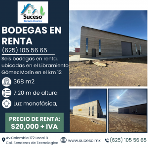Bodegas en Renta en Libramiento Gómez Morín en el km12