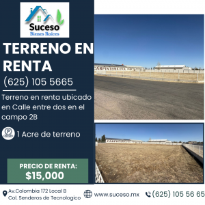 Terreno en Renta en Calle entre dos en el Campo 2B